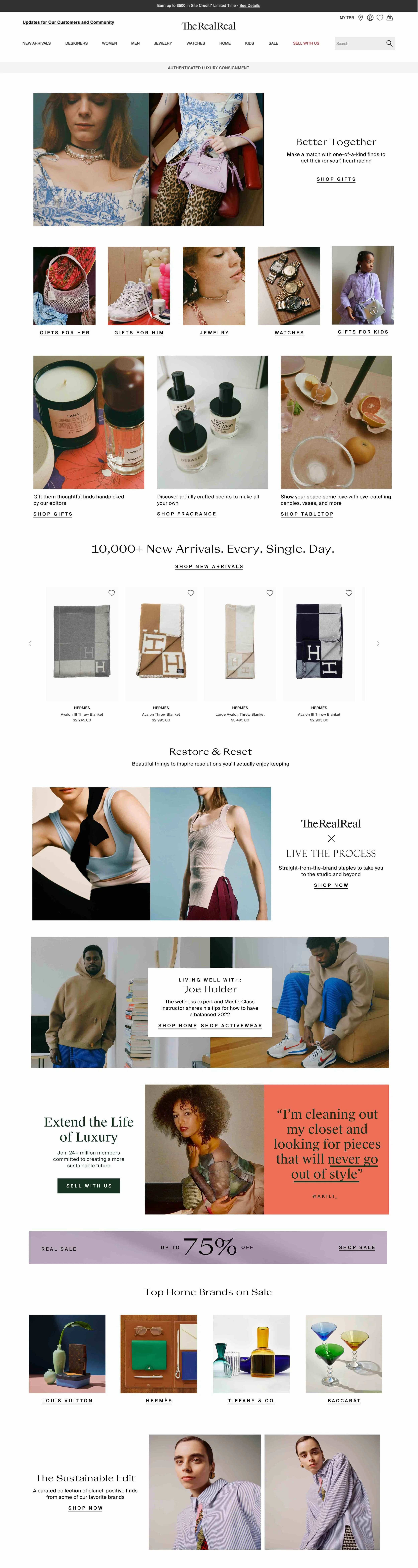 The RealReal desktop — 3