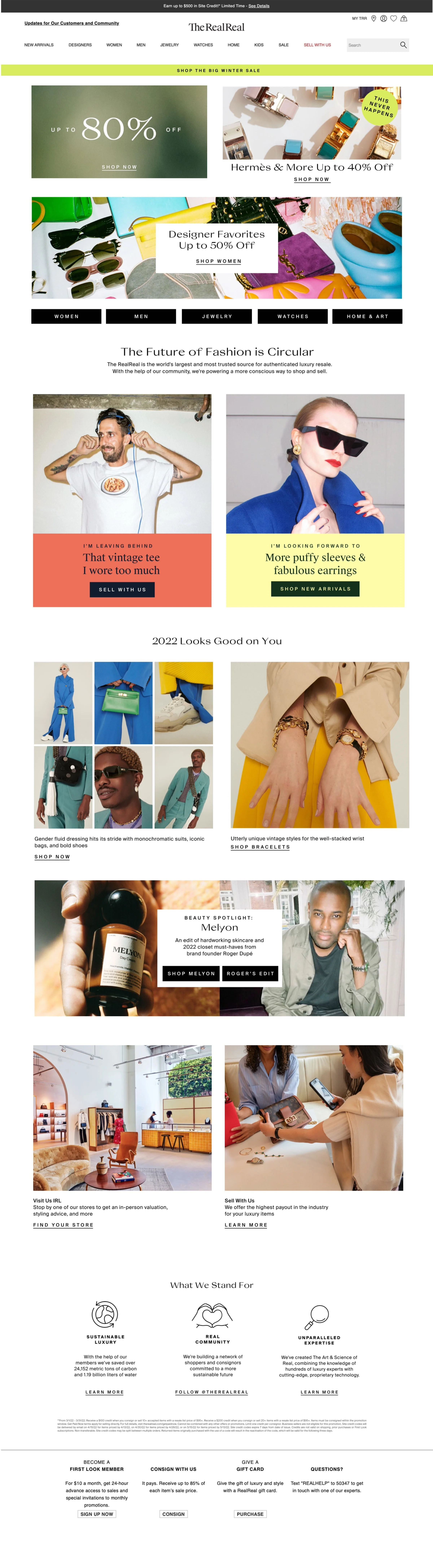 The RealReal desktop — 2